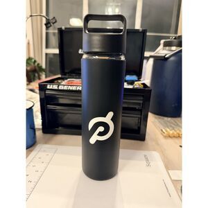Peloton Glass Water Bottle With Black Silicone Rubber Grip - Screw Top - 16 oz.